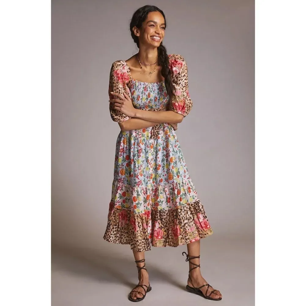 Anthropologie - Place Nationale Floral Linen Midi Dress - Picture 3 of 8